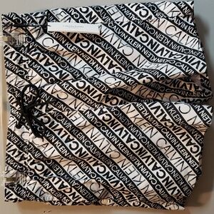 Calvin Klein NWT Black and White Logo Swim Trunks